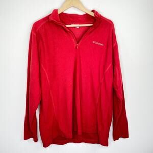 Columbia Red Quarter Zip Pullover Long Sleeve Fleece‎ Men's Size Large L